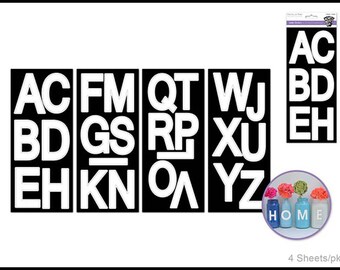 3.5" Large Alphabet Letters Font Stickers - Caps White