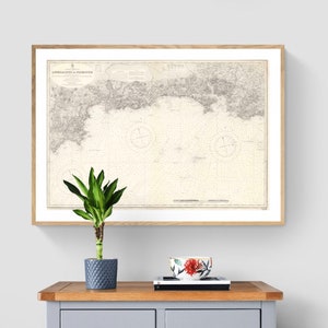 Plymouth Devon Vintage carta nautica giclée stampa fine art - 1911ed Avvicinamenti a Plymouth