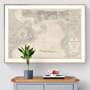 Plymouth Sound Devon Vintage carta nautica giclée stampa fine art - 1955ed Plymouth Sound
