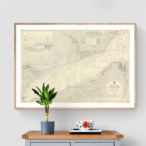 Solent Vintage giclee-kunstdruk zeekaart - Solent Cowes Portsmouth Lymington Southampton Isle of Wight
