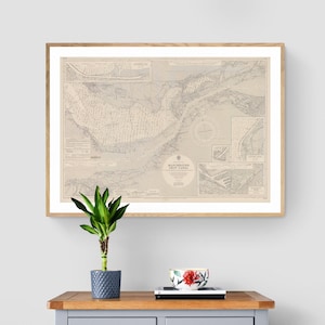 マンチェスター船舶運河のヴィンテージ海図プリント - エルズミア リバプール マージー サルフォード ランコーン ドック 1956ed
