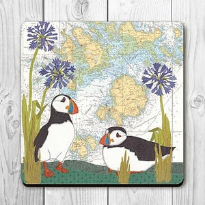 Montagnes russes macareux aux Îles Scilly par Hannah Wisdom Textiles