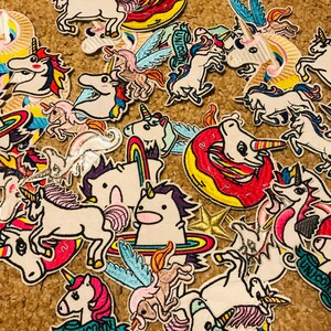 Unicorn patches ironon cutie rainbow frstival look boho