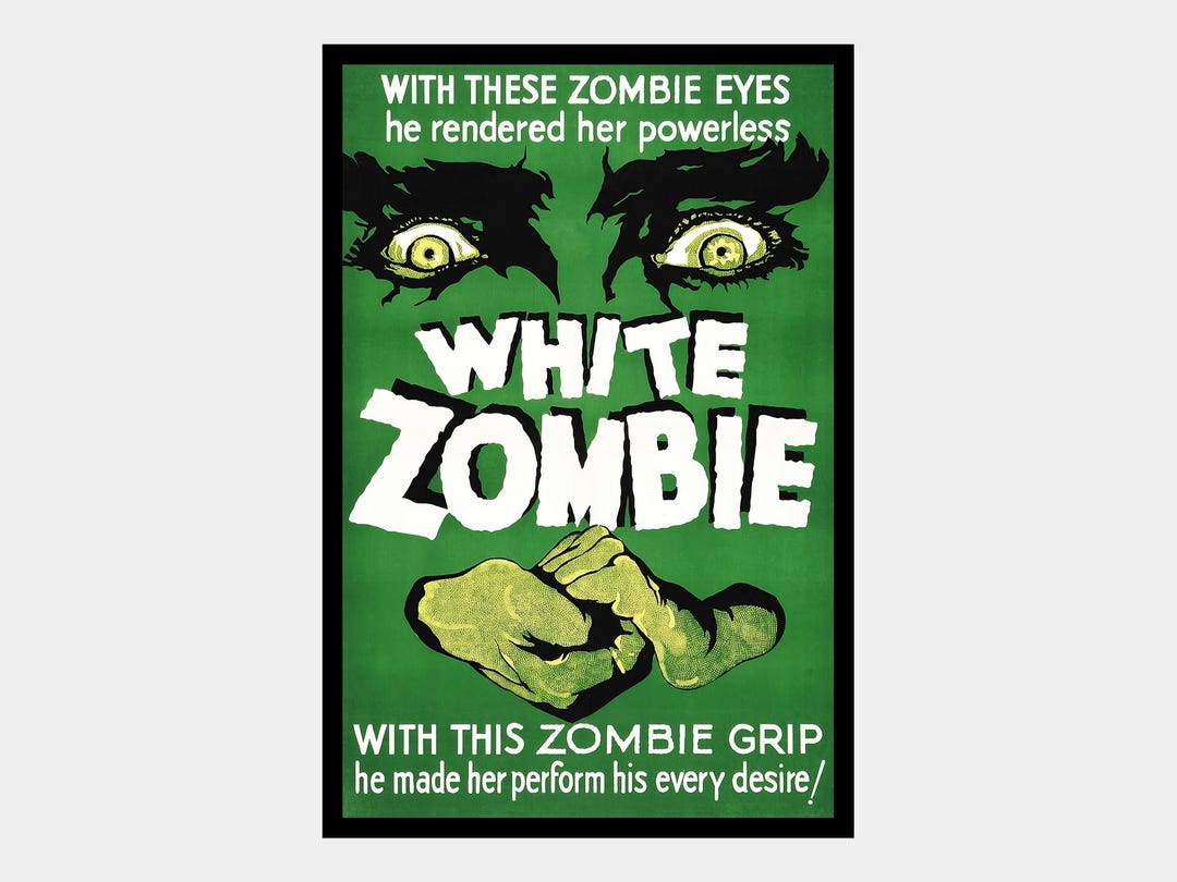 White Zombie Poster, White Zombie Print, White Zombie Art, White