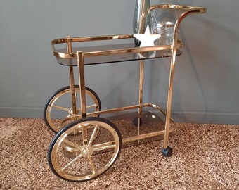 Vintage Messing Servierwagen / Barwagen / Trolley | Acheter sur Ricardo