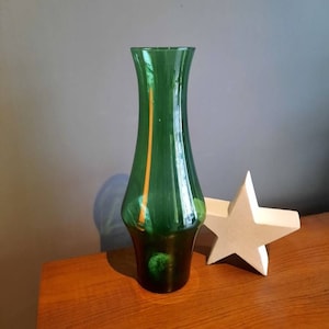 Vase vintage Mid Century glass vase green 60s vase 50s 1950s 1960s sixties vase green glass flower vase smoked glass