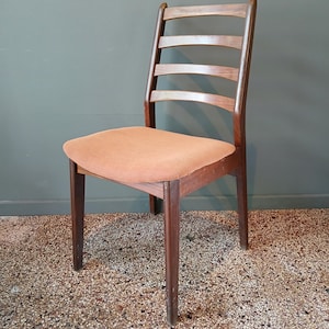 Vintage dining chair Danish design 1960s 1970s Mid Century Modern teak wood chair wood teak new cover rung chair dining room 60s