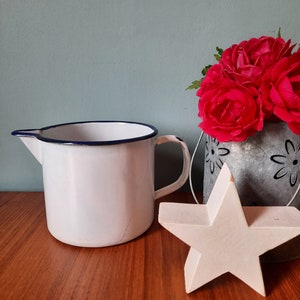 Ancient milk pot handle antique vintage enamel tin plant pot pot handle pot 1920s 1930s country house shabby decoration kitchen planter