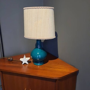 1 of 2 vintage table lamp floor lamp 70s lamp base green glass shade lamp fabric shade bedside lamp 70s lamp 1960s 1970s