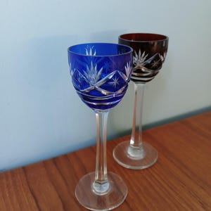 Set of 2x colorful vintage liqueur glasses Nachtmann glass liqueur antique goblet colorful crystal glass Roman glass crystal glass facet cut liqueur glass Roman