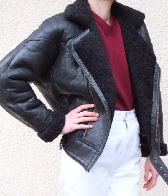 Vintage shearling aviator jacket