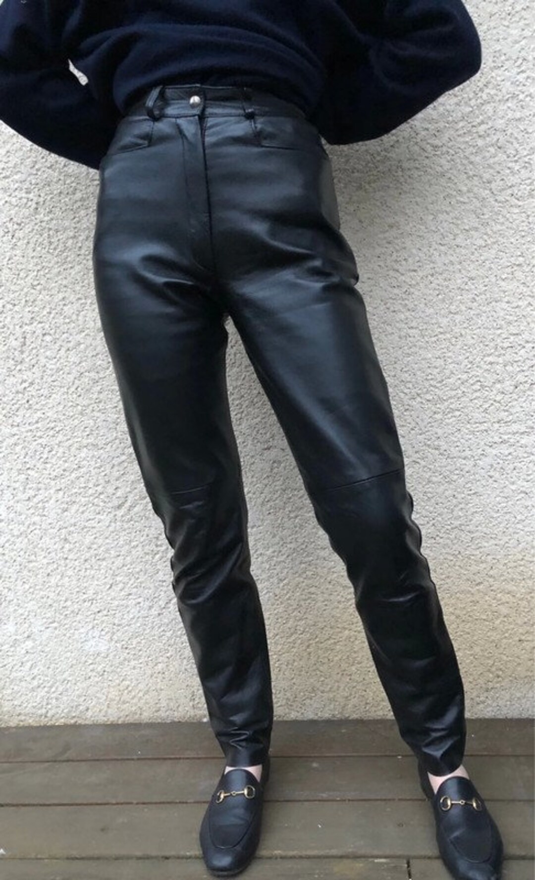 Vintage Stitched Leather Pants main image 1