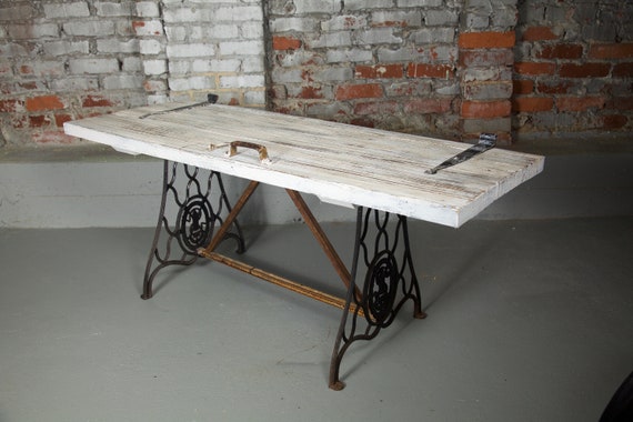 Vintage Rustic Repurposed Treadle Table Etsy