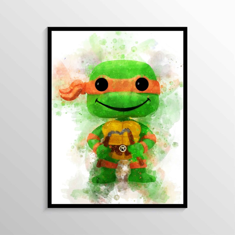 Tmnt Print Teenage Mutant Ninja Turtle Poster Michelangelo Print Teenage Mutant Ninja Turtle Wall Art Ninja Turtles Nursery Wall Decor