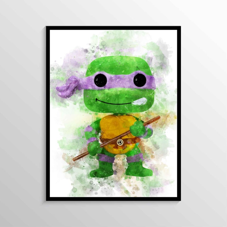 Teenage Mutant Ninja Turtle Print Donatello Poster Ninja Turtle Wall Art Tmnt Watercolor Ninja Turtle Birthday Gift Tmnt Kids Room Decor