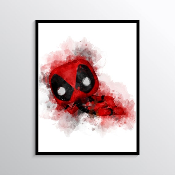 Deadpool Watercolor Print Deadpool Printable Superhero Etsy