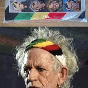 Keith Richards Style Headband - Rasta Colours - (New Wider Version)