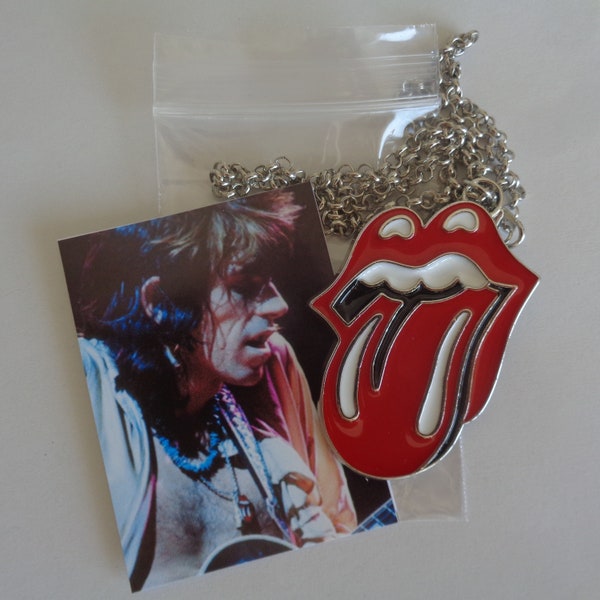 Keith Richards Tongue Pendant Necklace - Keef Rolling Stones Jewellery Accessory