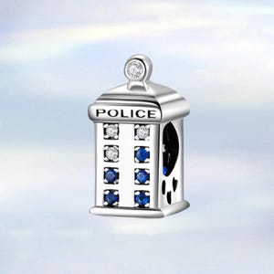 Police Phone Box Dr Who Tardis Charm Bead Genuine 925 Sterling Silver