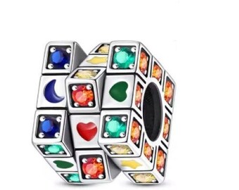 ルービックキューブ ルービックキューブ チャームビーズ 925スターリングシルバー