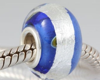 Murano Lampwork Glass Charm Bead Genuine 925 Sterling Silver