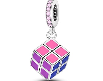ルービックキューブ ルービックキューブチャームビーズダングル 本物の925スターリングシルバー