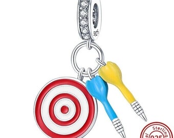 Darts & Dartboard Charm Bead 925 Sterling Silver