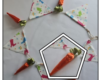 Hand made Easter garland, Easter Decoration, padded carrot decoration, farmhouse, hanging ornament