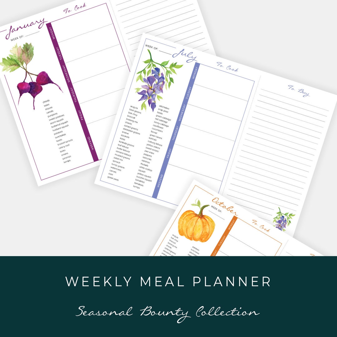 Seasonal Eating Meal Planner Weekly Meal Planner Printable - Etsy