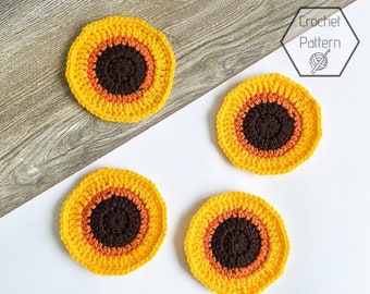 Sunflower Coasters Crochet Pattern, Crochet PDF Pattern.