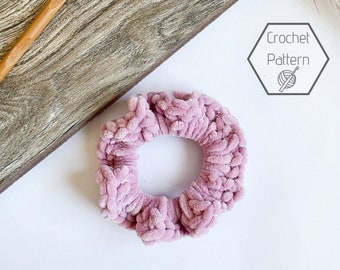 Velvet Hair Scrunchie Crochet Pattern, Easy an quick Crochet Pattern.