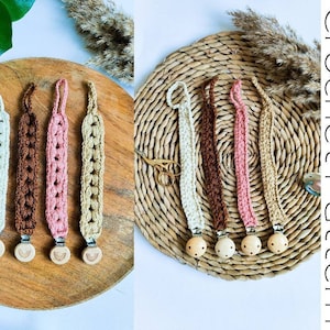 CROCHET PATTERN | Pacifier clips crochet pattern, dummy clips, paci clips, crochet pacifier holder, crochet PDF pattern, puff stitch.