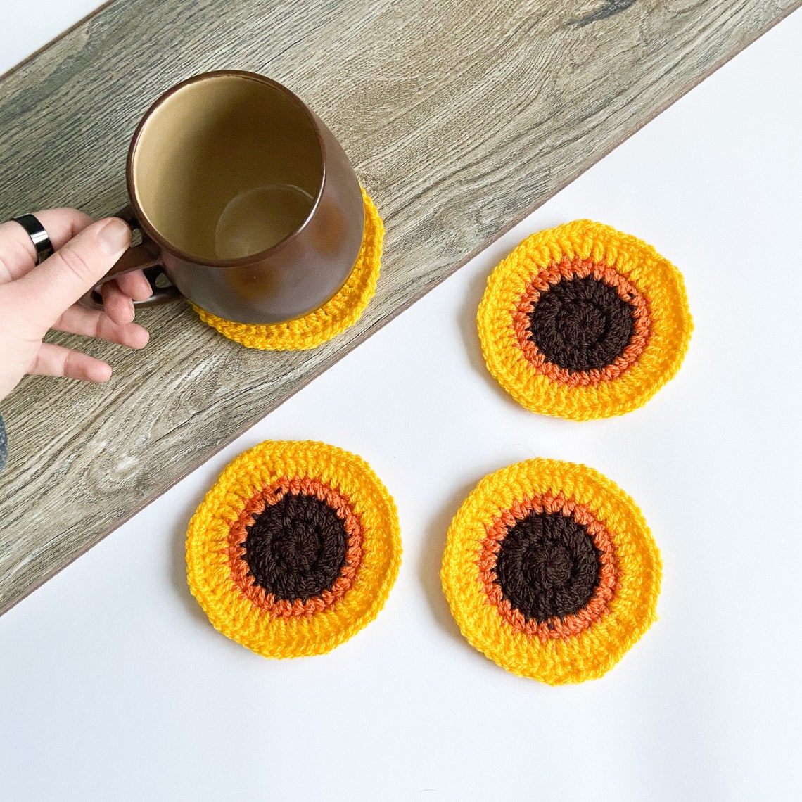 Sunflower Coasters Crochet Pattern Easy and Quick Crochet Etsy