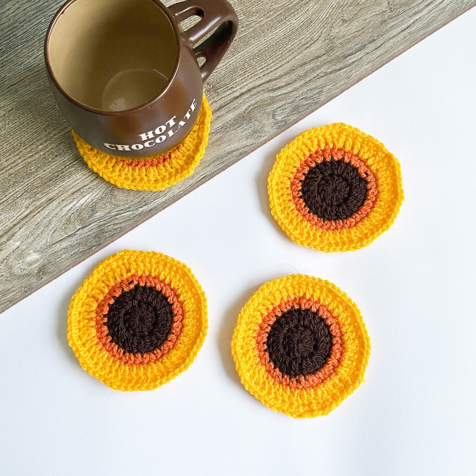 Sunflower Coasters Crochet Pattern Easy and quick crochet Etsy