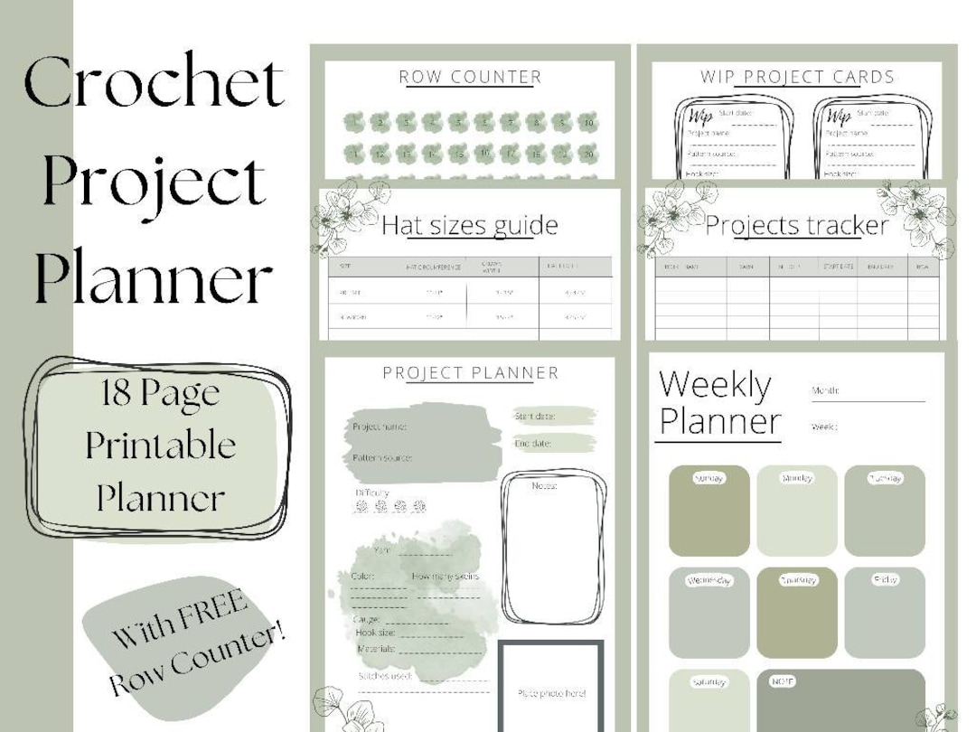 Crochet Project Planner, Printable Crochet Planner, 18 Unique Pages ...