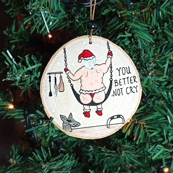 Naughty Christmas Ornament - Sex Swing - Whip - BDSM - Domination - Dirty Santa - Sexy Christmas - Flogging - Sex Room Decor - Spanking Pad