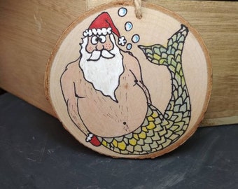 Merman Santa - Mermaid Decoration - Funny Christmas Ornament - Summer Christmas - Dirty Santa Gift - Sealife - Australian Santa Gift - Ocean