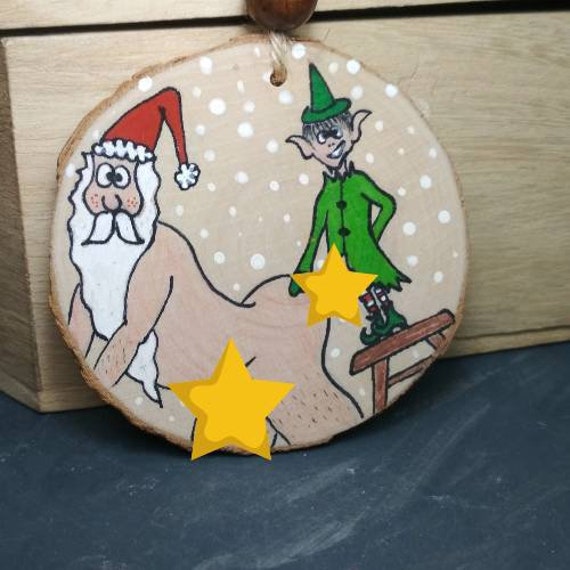 Dirty Santa Ornament Naughty Christmas Ornament Naughty Elf Funny Xmas Gag Gift Gay Sex Gay Art Cartoon Gay Couple Gift Anal
