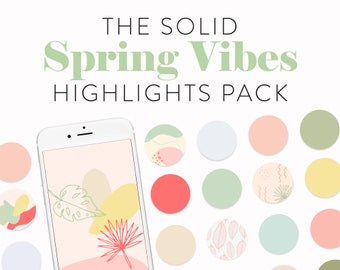 Spring Vibes Instagram Icons Set - 25+ Instagram Highlight Icons - Solid Color Story Highlights - Abstract Shapes&Patterns - IG Story Covers