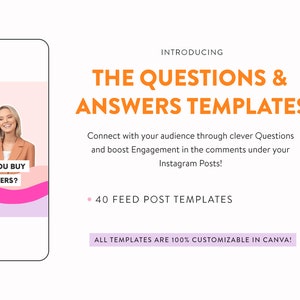 Questions and Answers Posts Pack for Instagram Canva Q&A Post Templates Engagement Accelerator for Coaches and Small Businesses on IG image 2