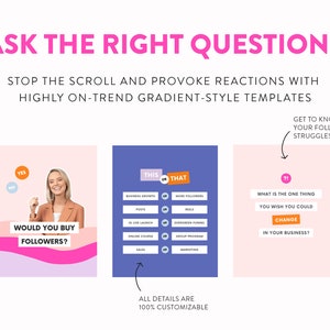 Questions and Answers Posts Pack for Instagram Canva Q&A Post Templates Engagement Accelerator for Coaches and Small Businesses on IG image 7