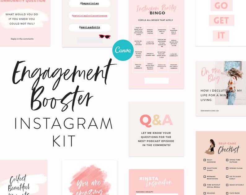 Engagement Boost Bundle for Instagram 300 Canva Posts, Story & Puzzle Templates Instagram Templates for Creators and Coaches zdjęcie 9