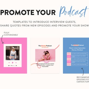 22 Podcast Posts Template Pack for Instagram Canva Post Templates for Podcasters Post Templates for new Podcast episodes & Highlights image 5