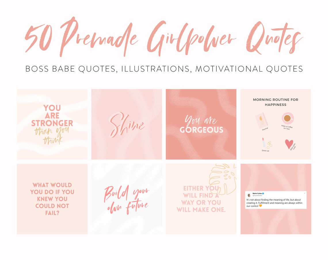 Girlpower Quotes Pack 50 Instagram Quote Graphics Etsy