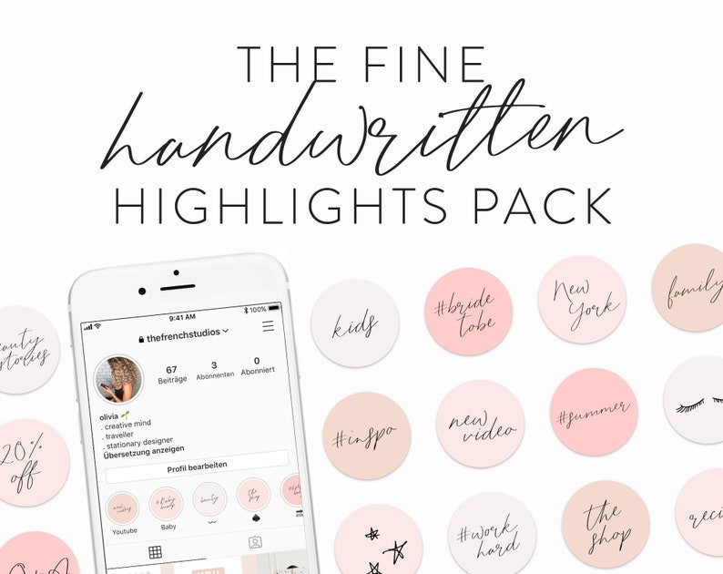 Fine Handwritten Instagram Highlights 120 Instagram Text Highlights Instagram Text Icons Instagram Templates Highlight Cover Icons image 1