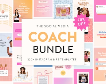 Instagram + Facebook Coach Bundle - 220+ Canva Carousel Posts, Reels & Marketing Templates  - Engagement Booster for Small Biz and Coaches