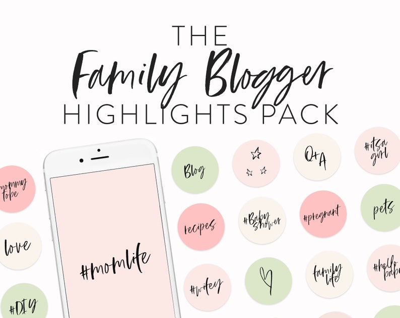 Family Instagram Highlights 190 Instagram Icons as Highlight Covers Highlights Icons for Moms and Family Bloggers Handwritten Icons image 1