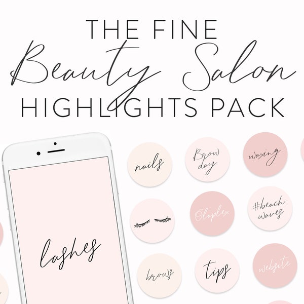 Beauty Instagram Highlight Icons - 70+ Instagram Text Highlights - Highlight Covers and Icons for Beauty Salons - Instagram Templates