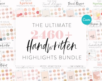 2460+ Handwritten Instagram Story Highlight Covers Bundle - Instagram Cover Icons - IG Text Story Icons - Instagram Templates - Business