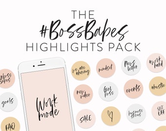 Instagram Business Icons - 40+ Instagram Highlight Covers - Instagram Templates w/ Handwritten Icons - Instagram Highlight Icons Girlboss